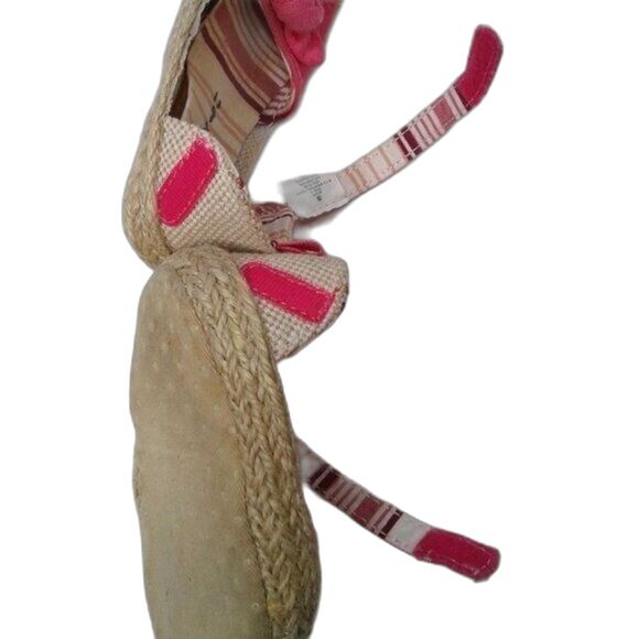 Old Navy Peep Toe Soft Sole Espadrilles Sz3 Baby SoftBack HotPink Bows Jute Sole - Picture 7 of 11